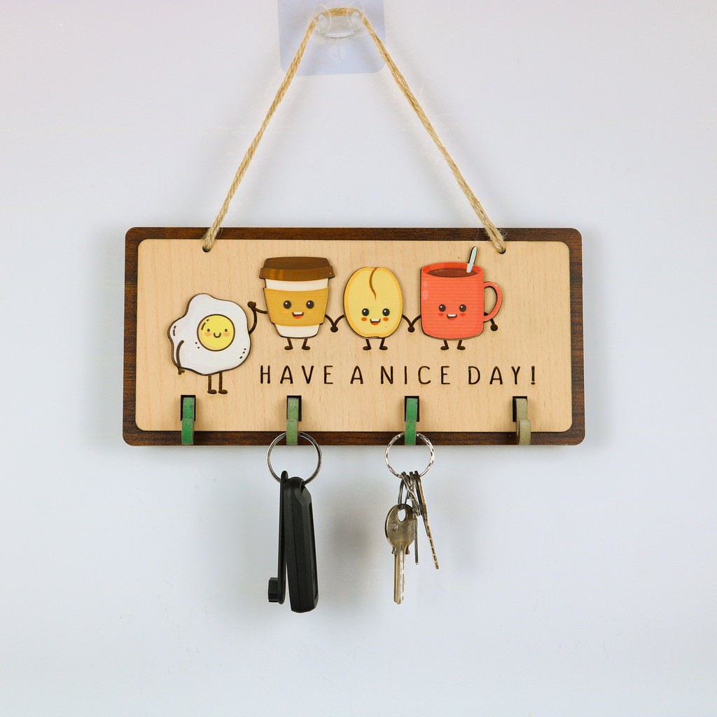 Biển bảng gỗ decor MÓC TREO CHÌA KHÓA 1 trang trí gia đình, phòng khách