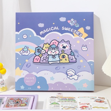 Set 10 tấm sticker Mèo xám dễ thương ngẫu nhiên hình dán sổ
