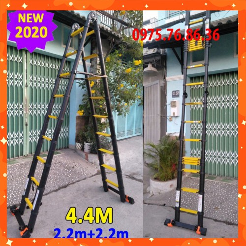 Thang nhôm rút đôi chữ A (2.2M+2.2M) - Sơn tĩnh điện