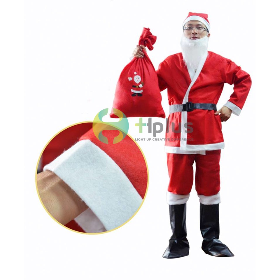 Quần áo ông già Noel (Nỉ) + Túi đựng quà Noel