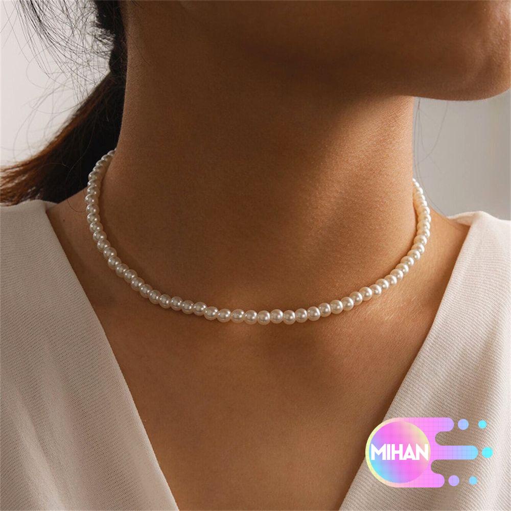 Vòng cổ choker đính ngọc trai nhân tạo phong cách Bohemian thời trang cho nữ MIHAN1
