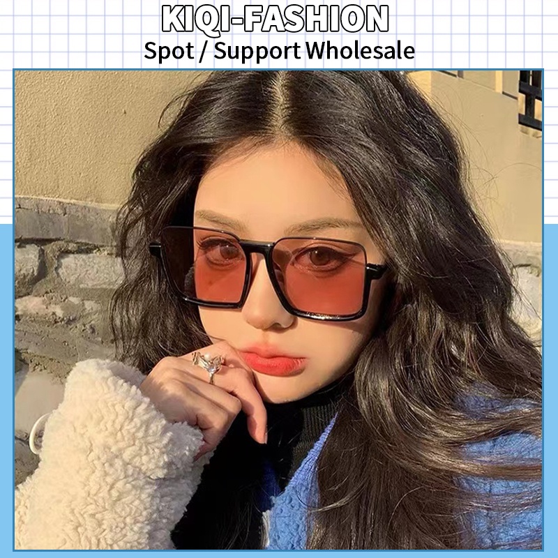 (KIQI-FASHION) COD Kính Mát Nửa Gọng Vuông Chống Tia Uv400 Phong Cách Retro Thời Trang Cho Nam Nữ