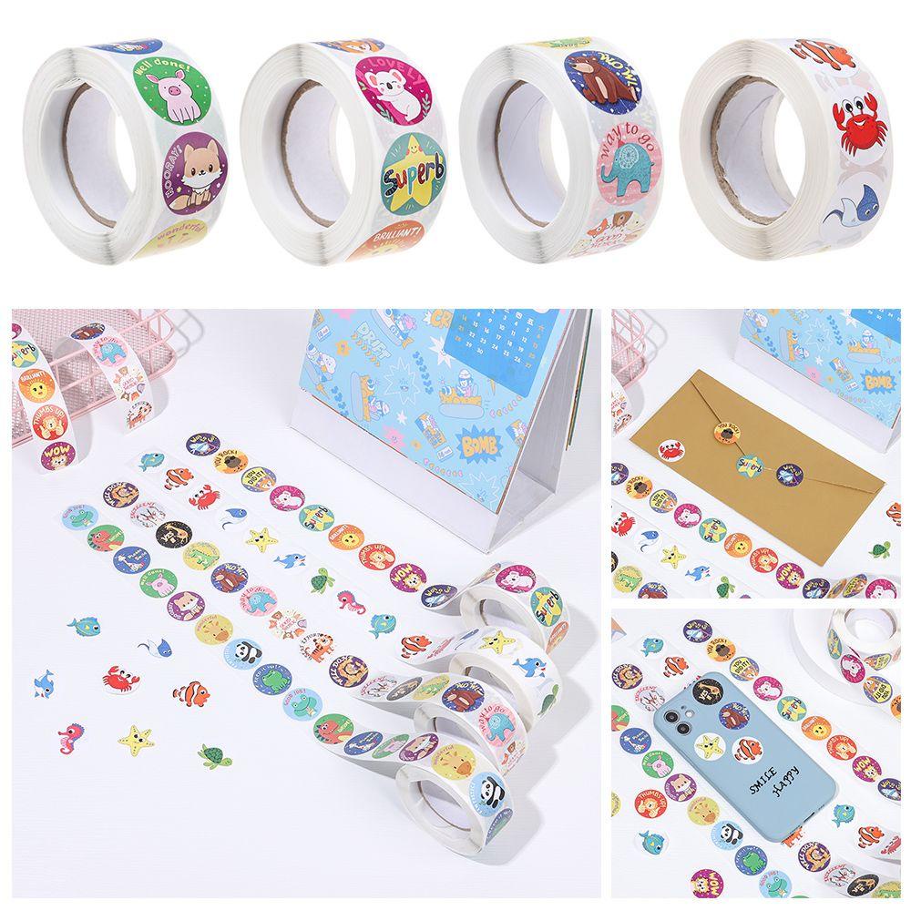 CHOOKEY Cuộn 500 Nhãn Dán Hoạt Hình Đáng Yêu Cho Bé