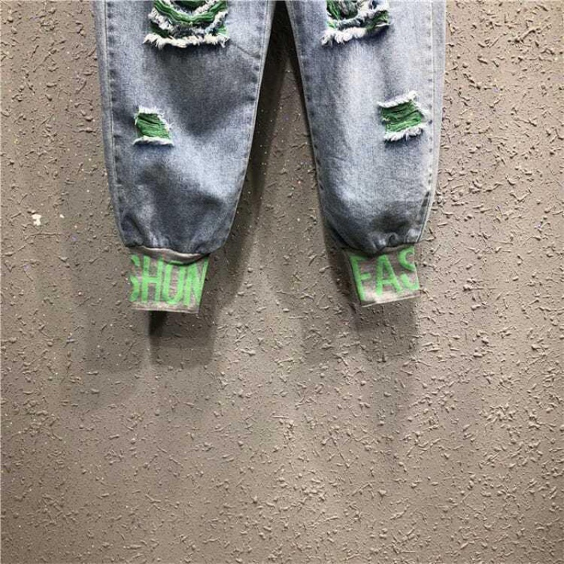 Quần Jeans Nữ Lưng Cao Mài Rách Thời Trang Hàn