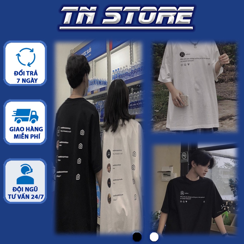 Áo thun tay lỡ from rộng SADTAGRAM Unisex,  Áo đôi nam nữ chất cotton dày dặn - TNStore | BigBuy360 - bigbuy360.vn