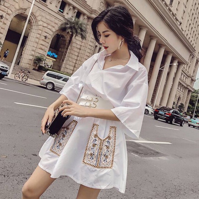 [Order] YAS0325–Sơ mi váy kèm belt thêu thổ cẩm | BigBuy360 - bigbuy360.vn
