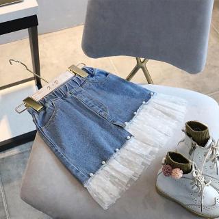 Chân váy jeans phối lưới dễ thương cho bé gái
