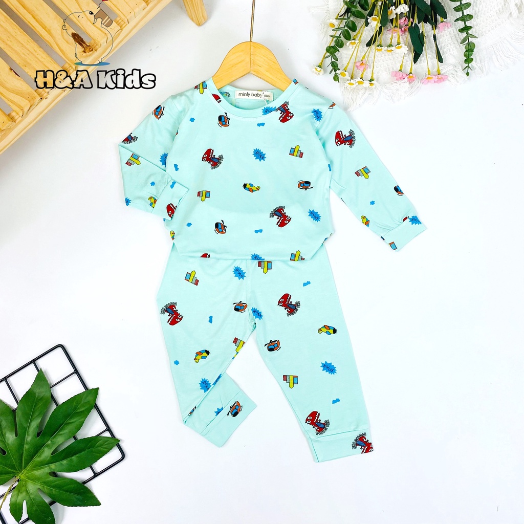 [Bé 19-33kg] Bộ dài tay thun lạnh in hình toàn thân Minky Mom mềm mịn mát cho bé trai bé gái - HÀNG LOẠI 1