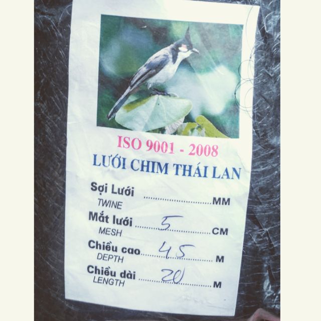 Lưới bẫy chim dài 20m cao 4,5m mắt lưới 5cm