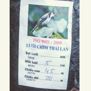 Lưới bẫy chim dài 20m cao 4,5m mắt lưới 5cm