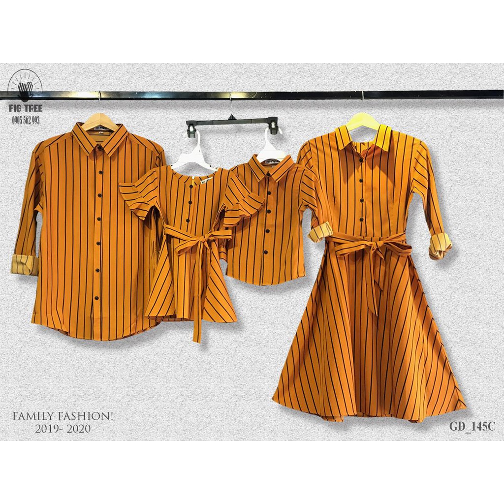Set gia đình sọc vàng 145c siêu hot đón xuân