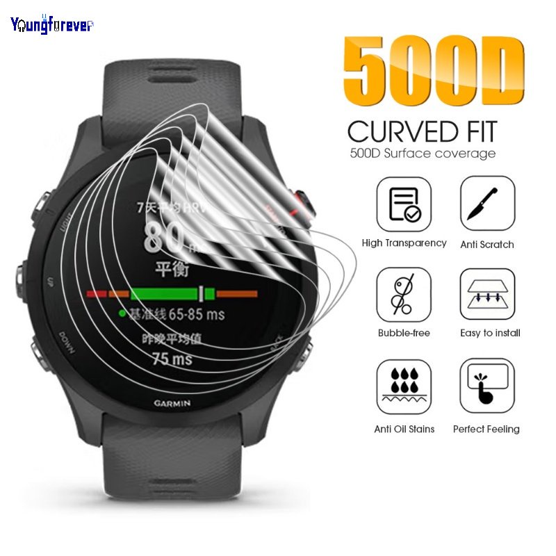 Kính Cường Lực Hydrogel TPU Mềm Bảo Vệ Toàn Màn Hình Chống Nổ Chống Trầy Cho Garmin Forerunner 255 255S 955