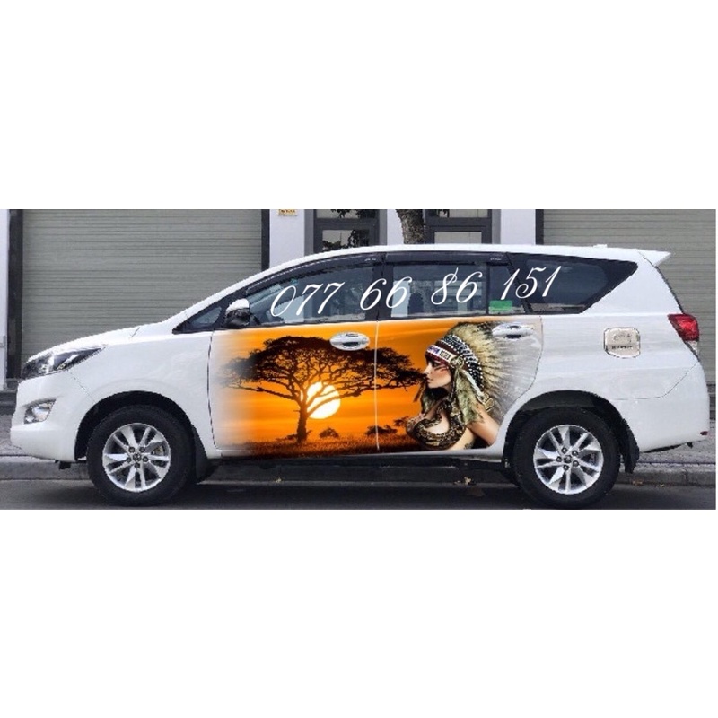 Tem Dán Sườn Xe Innova, Fortuner, CX5, Xpander, Huynhdai, Isuzu Phong Cách ngắm trăng.Tem Dán Sườn Xe 7 Chỗ Ngắm Trăng
