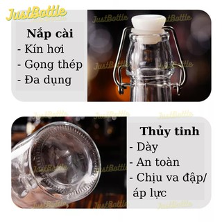 CHAI THỦY TINH có NẮP GÀI dáng Vuông/Tròn/Bầu kín hơi🍀 LỌ THỦY TINH nút CÀI nhựa kiểu Ý nhập khẩu 250ml 500ml 1L 1000ml