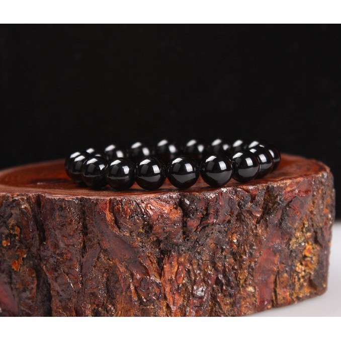 Vòng tay hột đá đen ObsidianBeads stretchable Bracelet, có độ co giãn