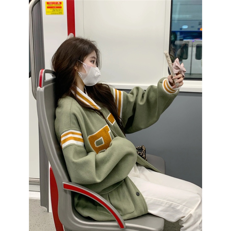 Áo Khoác Bóng Chày Dáng Rộng Phong Cách Harajuku retro Cho Nữ