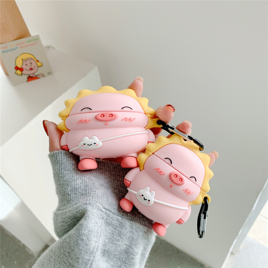 Cute Rabbit Backpack Piggy Apple AirPods1/2/Pro3 Earphone Silicone Case Bluetooth Soft Case