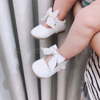 Giày tập đi nơ da bóng