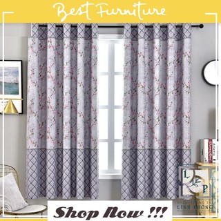 [san pham hot 2020] Rèm treo cửa họa tiết hoa trang nhã ( chiều cao cố định 2m (nhiều kích thươc, vải dày đẹp))