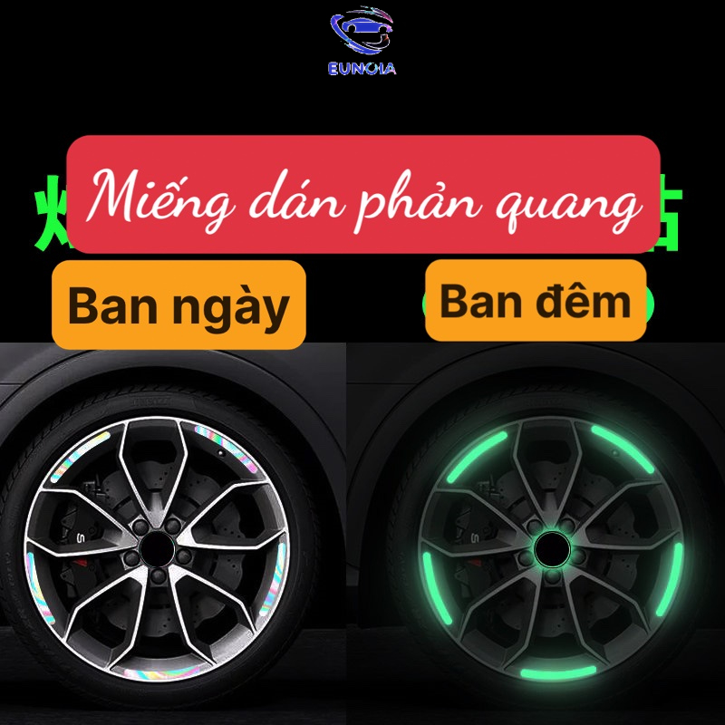 Set 20 Miếng Dán Phản Quang 7 màu Trang Trí Viền Bánh Xe ô tô , xe máy , xe đạp , mũ nón bảo hiểm thời trang cá tính
