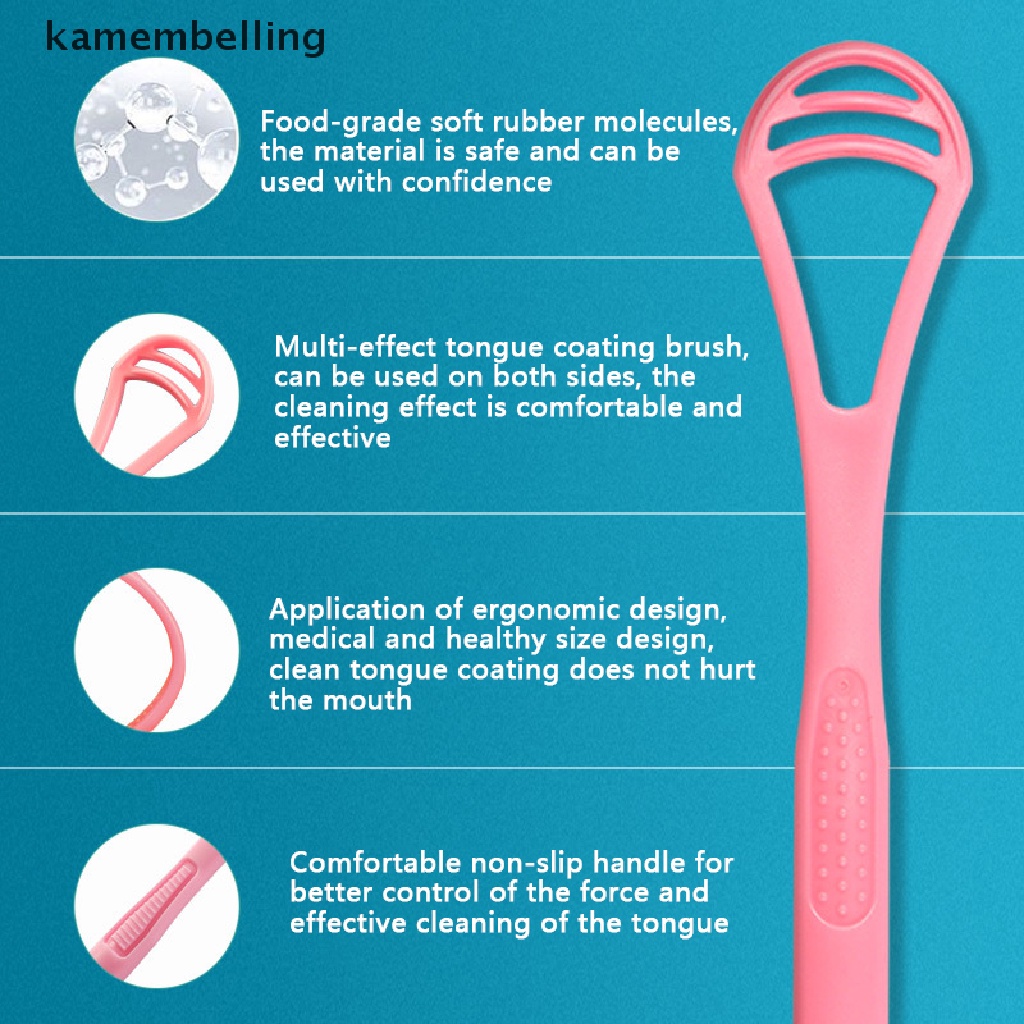 Kamembelling 1 Dụng Cụ Cạo Lưỡi Bằng Silicone Chống Vi Khuẩn Cho Trẻ Em Và Người Lớn