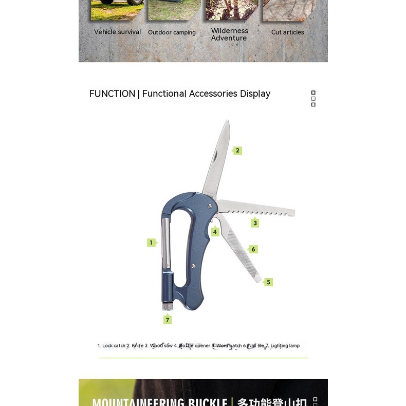 Móc Khóa Chữ D Đa Năng Bằng Hợp Kim Nhôm Cho Hoạt Động Leo Núi Ngoài Trời