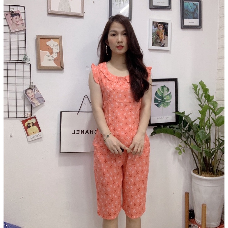 Bộ Lanh Việt Thắng Áo Tay Cánh Tiên Cổ Sen - Quần Ngố Lửng Siêu Xinh