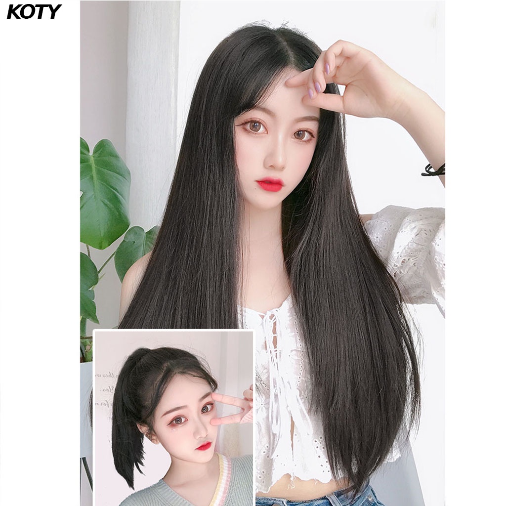 Tóc giả kẹp thẳng dài shop Koty, tóc kẹp phím nửa đầu cho nữ dễ sử dụng