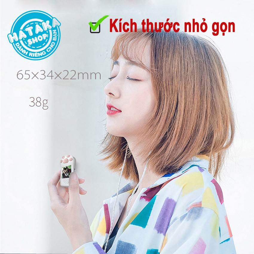 Máy nghe nhạc mp3 có loa ngoài, kẹp gắn quần áo, cún dễ thương tặng tai nghe và dây sạc