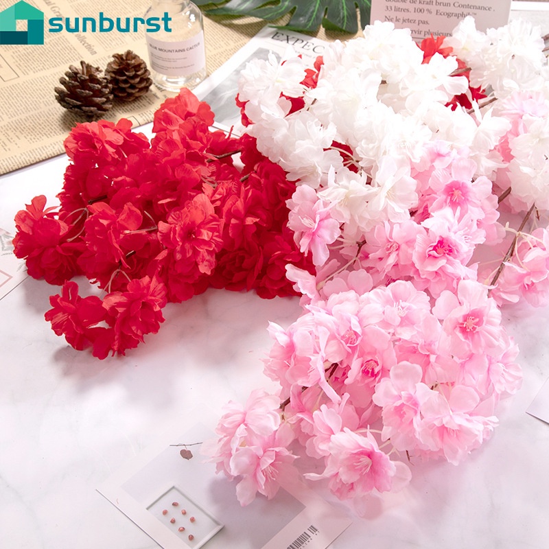 Nhánh hoa đào giả bằng lụa dùng trang trí tiệc cưới/ phông nền chụp ảnh