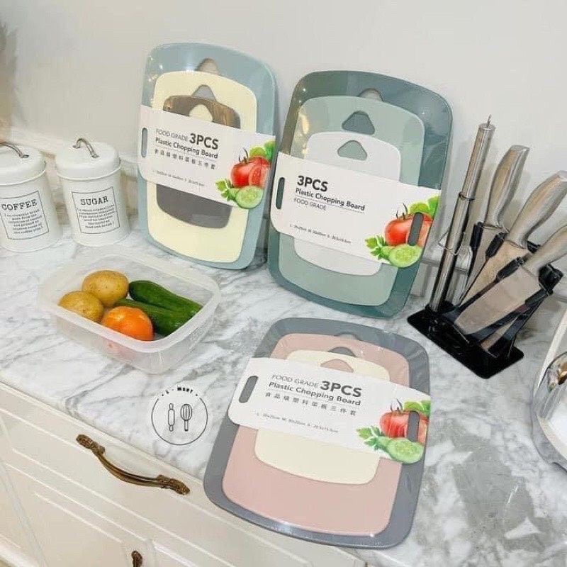 Combo set 3 Thớt Nhựa Kháng Khuẩn Nhiều màu, Hàng Loại 1, Đẹp Chất Lượng Cao - Decor Nhà Xinh
