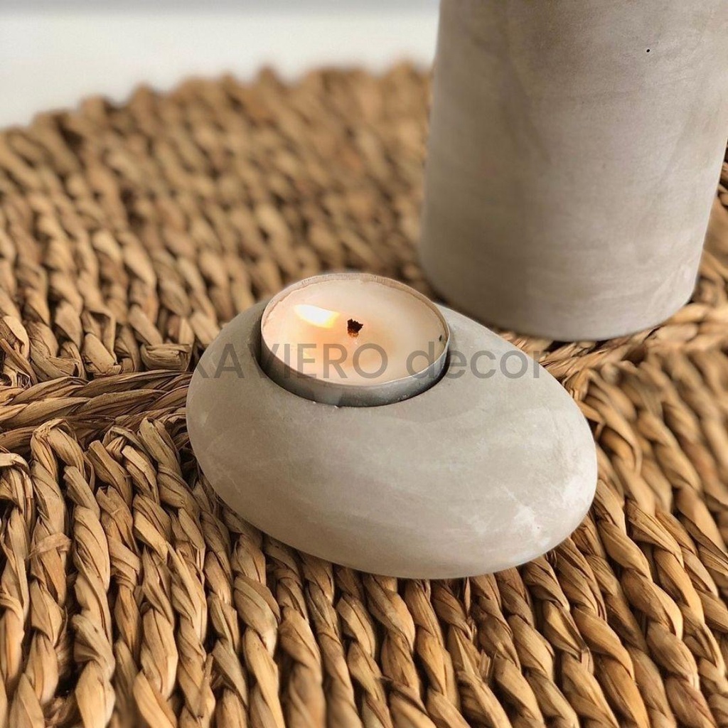 Cốc nến tealight/ Chậu cây mini, sen đá hình viên đá, đế đốt nến trang trí  - Xaviero Decor