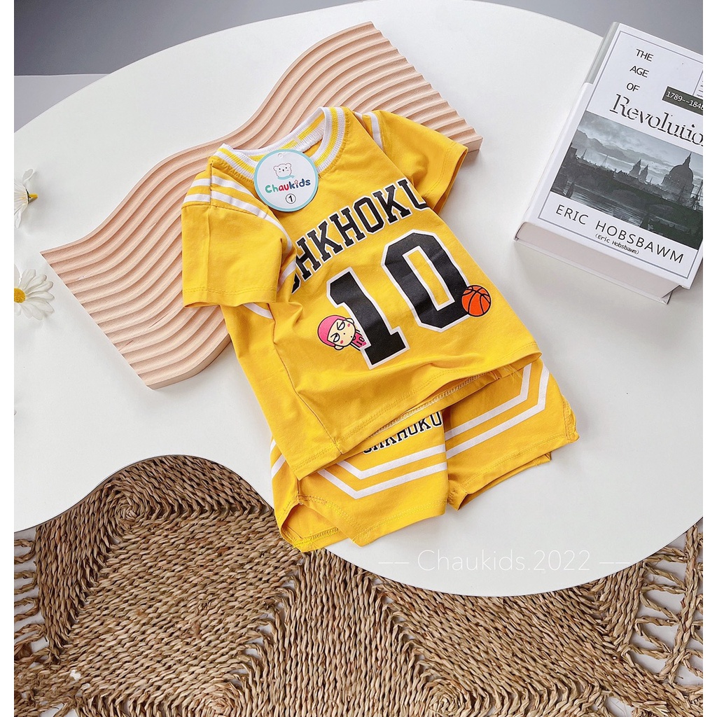 Bộ bé trai, bộ quần áo cộc tay thể thao SHKHOKU khỏe khoắn chất cotton QC cho bé