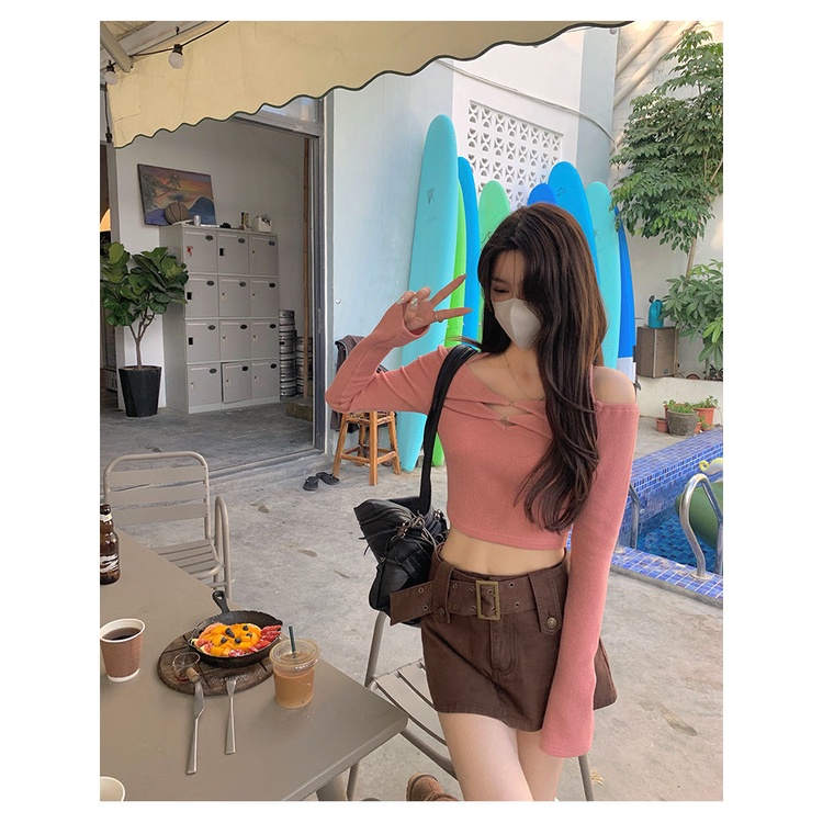 Áo Thun COZOK Tay Dài Dáng Ôm Hở Lưng Quyến Rũ Thời Trang