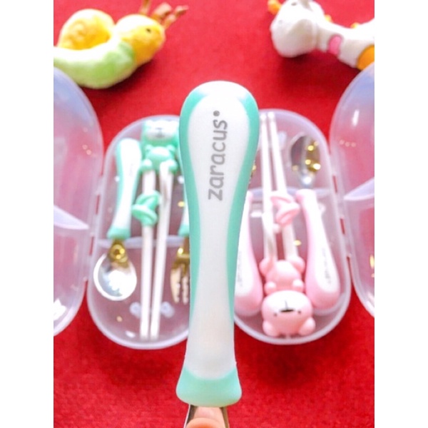 Bộ Thìa Dĩa Đũa Ăn Dặm Cho Bé Từ 2-6 Tuổi Zaracus Hàn Quốc