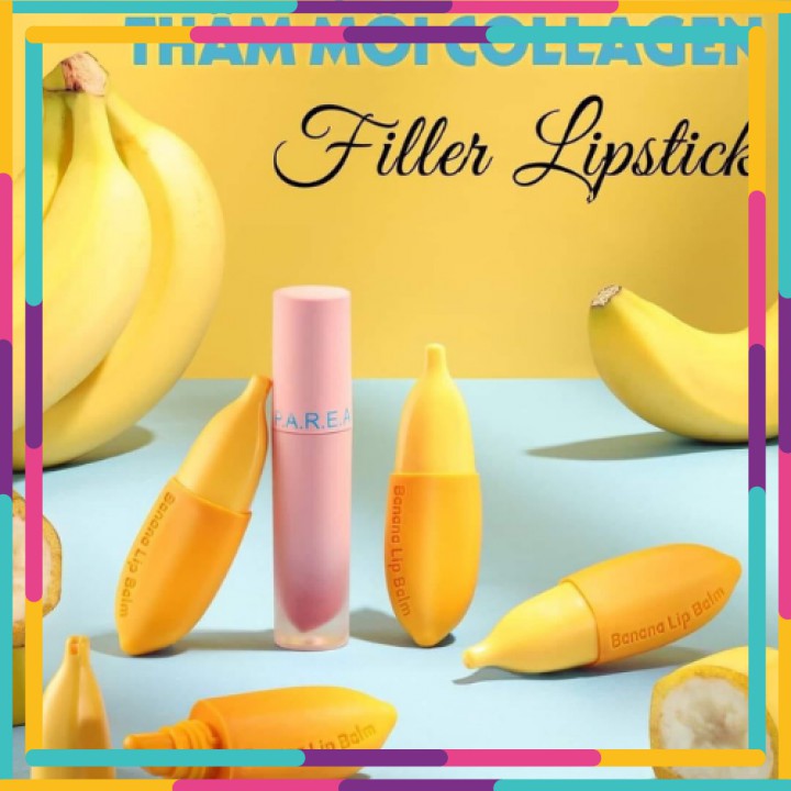 Son filler Khử Thâm Collagen, Son Chuối Banana fliller Lipstick, Tặng 01 Son Kem Siêu Lì P.A.R.E.A [ Auth ] | BigBuy360 - bigbuy360.vn