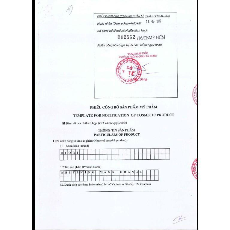 Mặt Nạ Dưỡng Da RIORI Cenllulose Mask Orange - Hương Cam | BigBuy360 - bigbuy360.vn