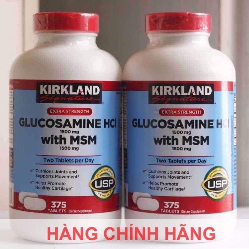 Viên uống Glucosamine HCL 1500mg Kirkland With MSM 1500mg Hộp 375 Viên Date 2024