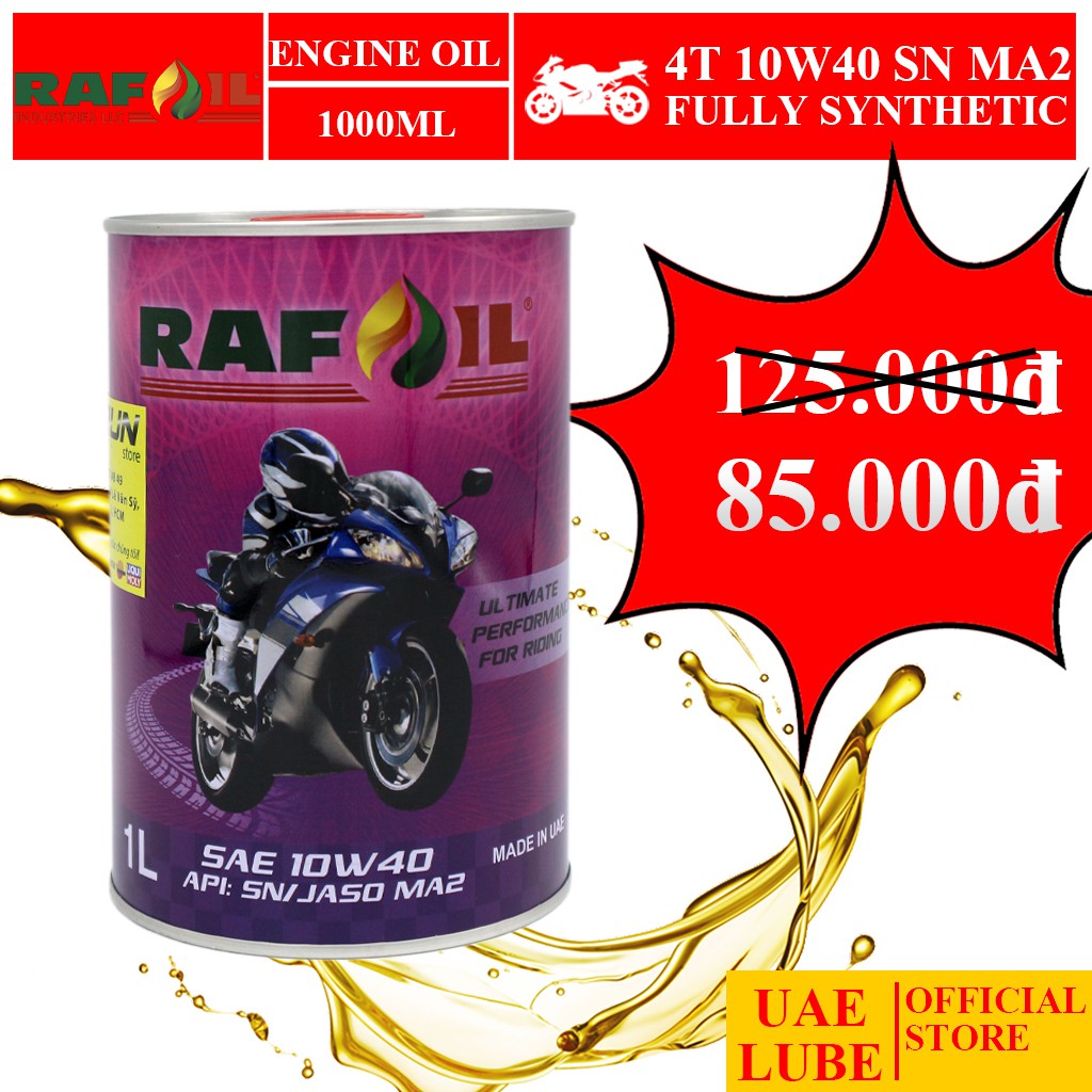 Nhớt Lon Tổng Hợp 100% Rafoil 10w40 - Dùng Cho Xe Mô Tô, Xe Số - Rafoil Fully-Synthetic - Made In UAE - Nhớt Rafoil