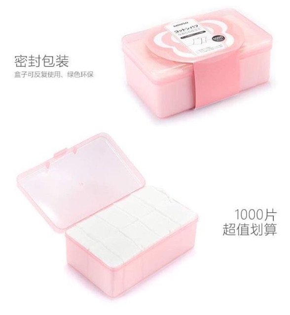 Bông tẩy trang loại 1000 miếng của thương hiệu Miniso Nhật Bản. Vừa dùng tẩy trang vừa có thể dùng làm lotion mask, với