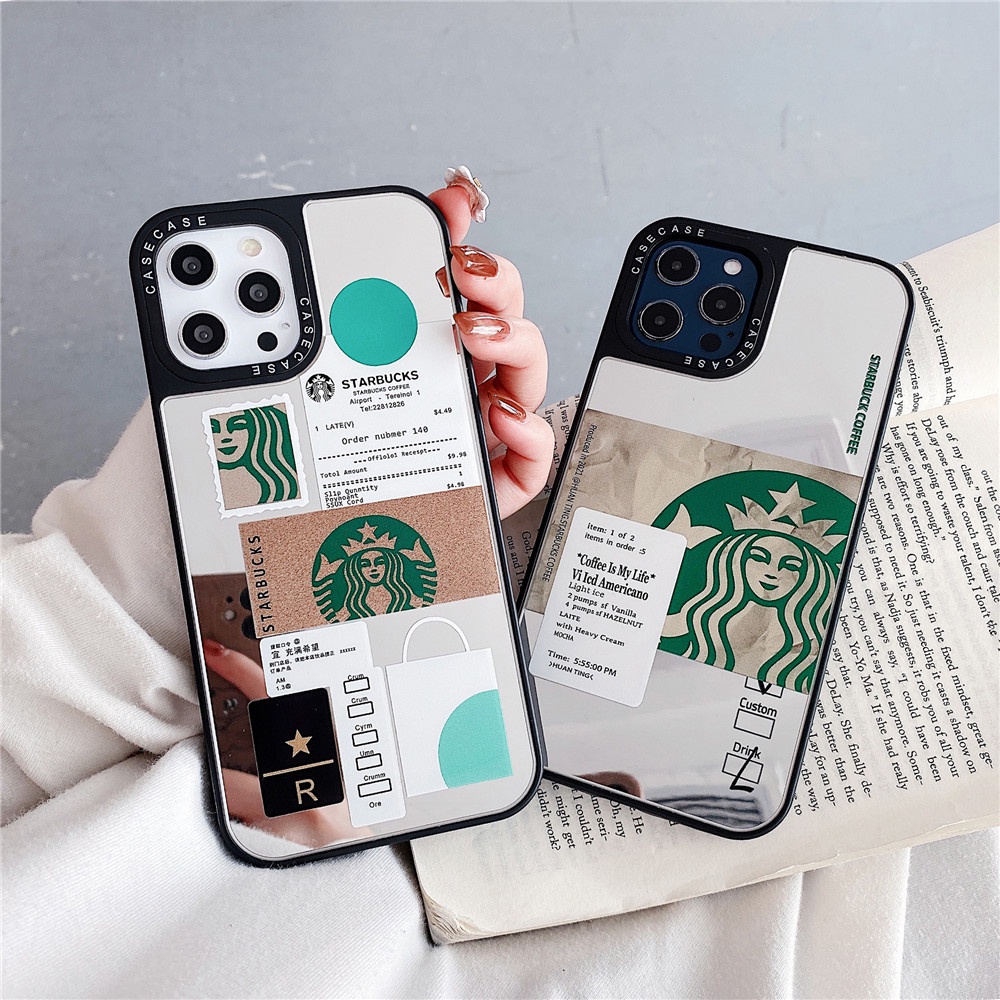 Ốp điện thoại mềm tráng gương hình Starbucks cho iPhone 13 12 pro max 11 8x7