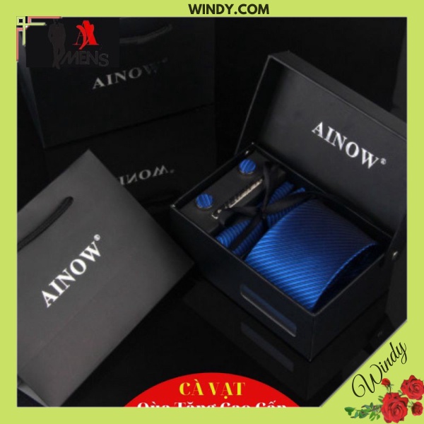 Cà vạt ⚜️FREESHIP⚜️ cà vạt nam hộp quà tặng cao cấp + kẹp cavat + khuy măng cài áo + khăn tay