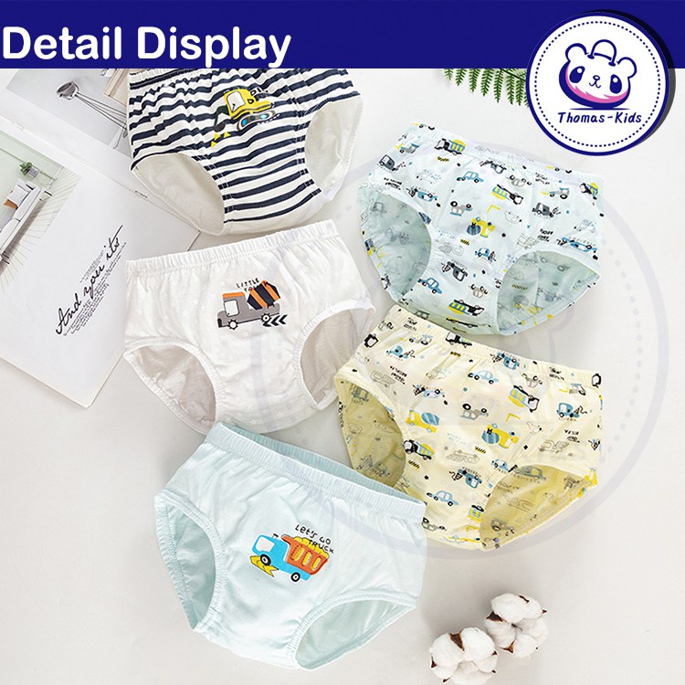 Set 5 Quần Lót Tam Giác In Hình Khủng Long Hoạt Hình Thời Trang Cho Bé Trai