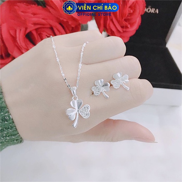 Bông tai bạc nữ cỏ ba lá may mắn chất liệu bạc 925 thời trang phụ kiện trang sức nữ Viễn Chí Bảo B400179