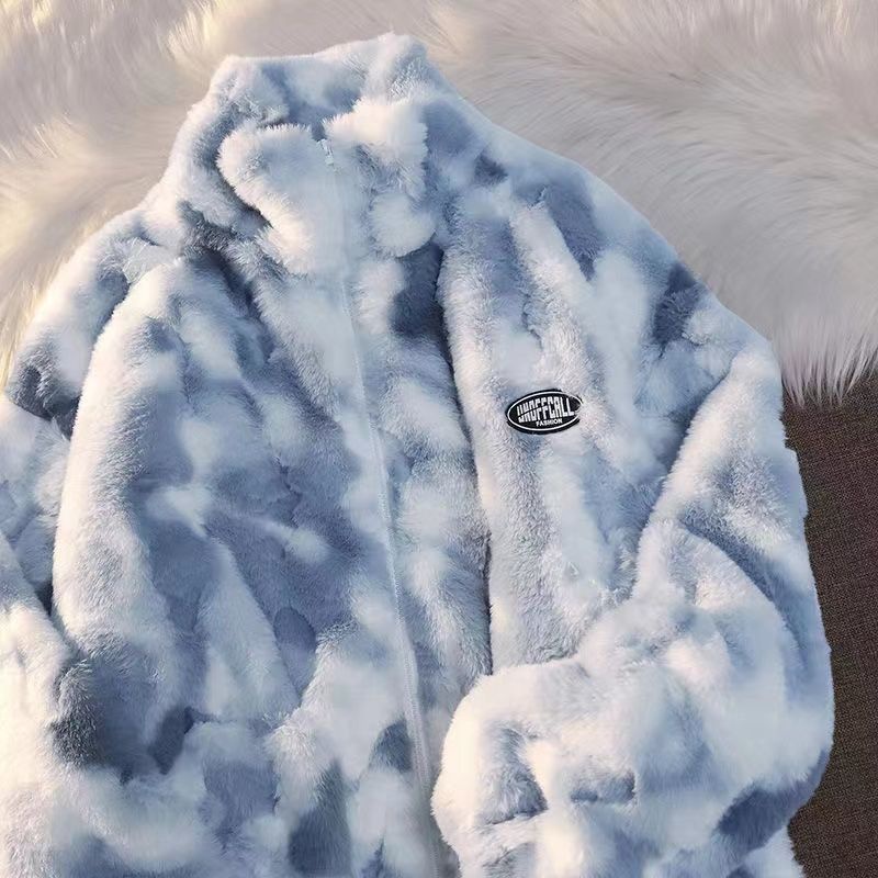 Áo Khoác Lông Cừu Lót Cotton Nhuộm Màu Dáng Rộng Thời Trang Mùa Đông Cho Nam Và Nữ