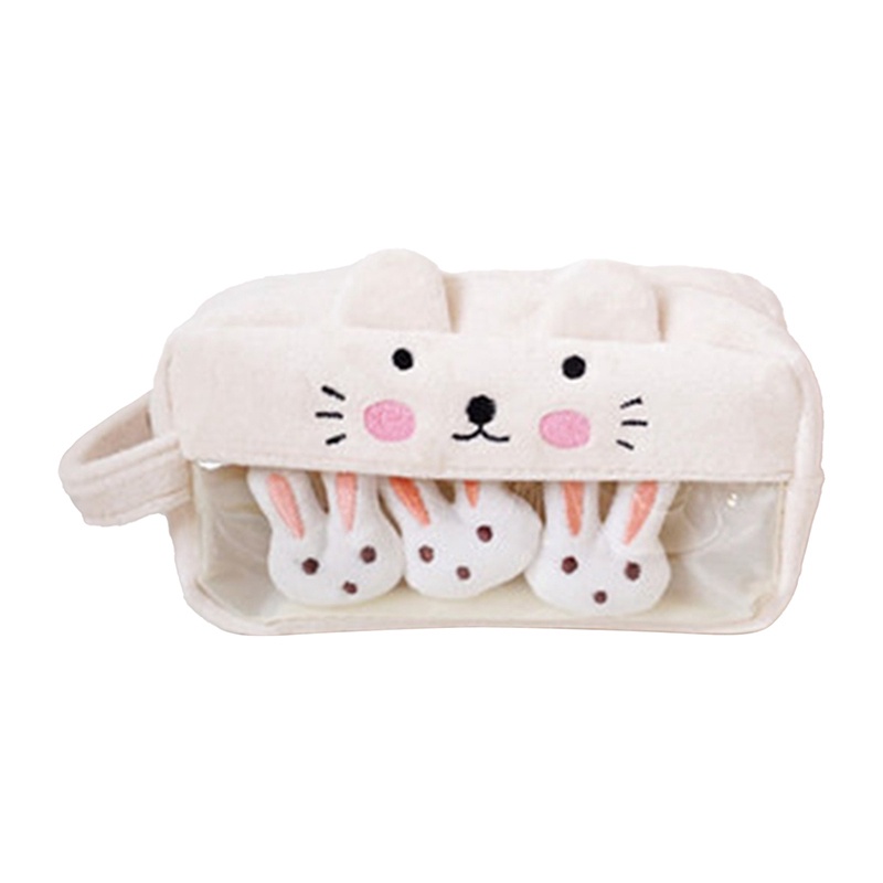 Túi Đựng Bút Chì Bằng Lông Nhung Sức Chứa Lớn In Hình Heo/Cáo Hoạt Hình Dễ Thương Cho Nữ Sinh
