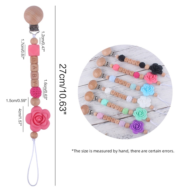 Đồ Chơi Kẹp Núm Vú Giả Bằng Silicone Đính Hạt Gỗ Dành Cho Bé Trai Gái