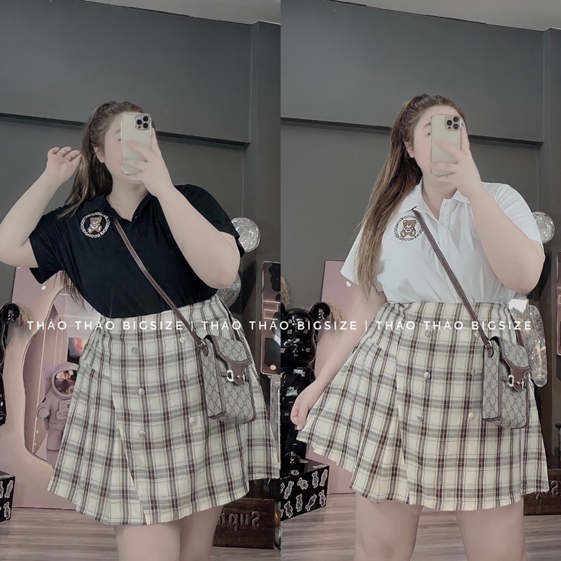 SET ÁO POLO GẤU THÊU + CV KATE - MÚP BIGSIZE 60-100KG