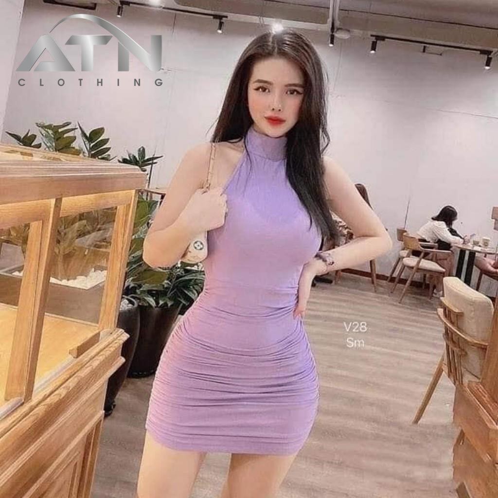 Đầm Body Cổ Yếm Dáng Ôm, Nhúng Eo 2 Bên, Chất Borip Dày Dặn