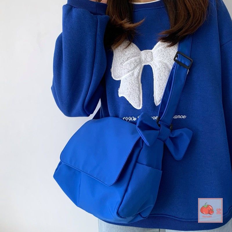 Túi đeo vai ENVIROSAX bằng vải canvas màu trơn đính nơ dễ phối đồ